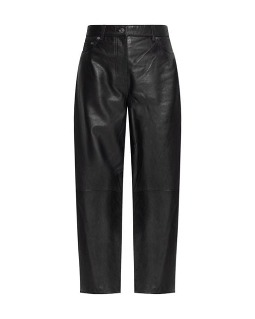 Samsøe & Samsøe Black Saharpal Leather Panelled-Design Trousers