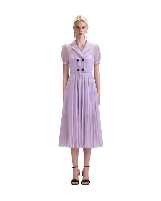Self-Portrait Purple Short Sleeve Dress