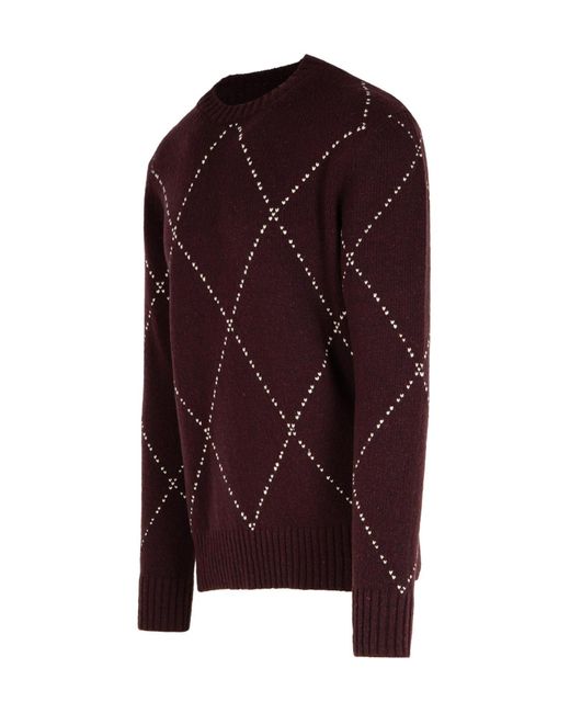 Eleventy Purple Ribbed Patterned Knitwear for men