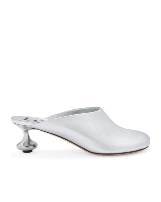 Loewe White Toy Metallic Mule Pumps
