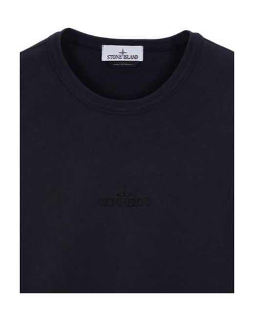Stone Island Blue Embroidered-Logo Cotton Sweatshirt for men