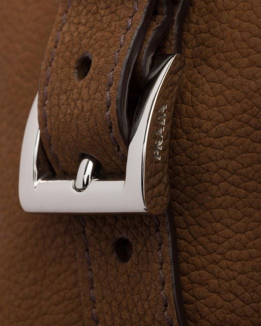 Prada Brown Nubuck Leather Shoulder Bag for men