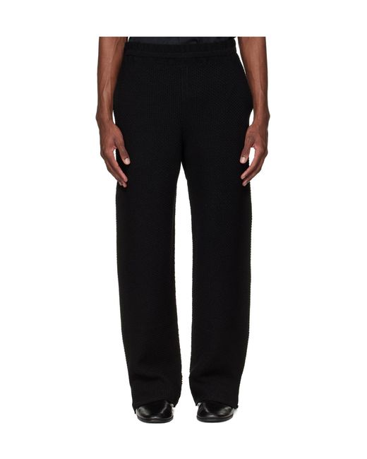 Homme Plissé Issey Miyake Black Elastic Waist Knit Casual Pants for men