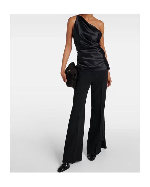 TOVE Black Shiloh One-Shoulder Silk Top