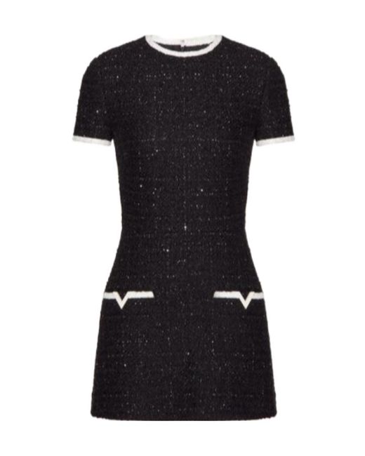 Valentino Black Glaze Tweed Short Dress