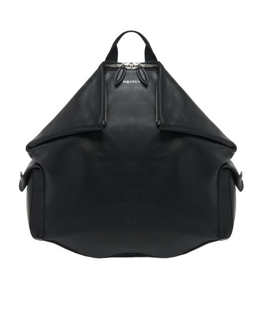 McQueen Black Manta Zip-Top Backpack for men