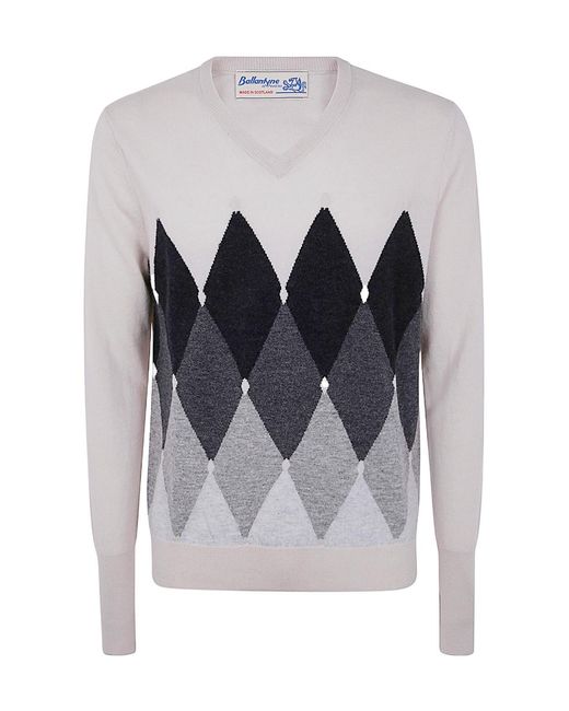 Ballantyne Gray V-Neck Pullover for men
