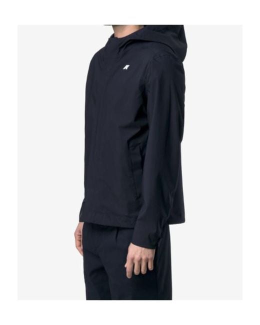 K-Way Blue Stretch Hooded Jacket for men