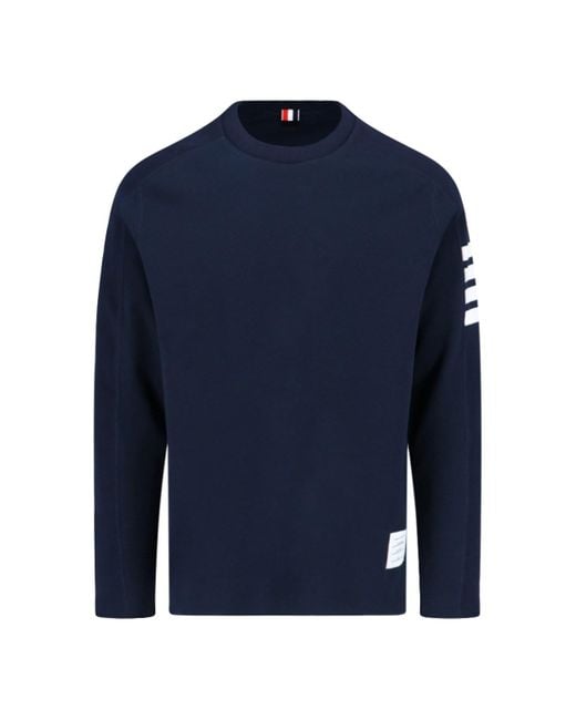 Thom Browne Blue Bar Striped Crewneck Sweatshirt for men
