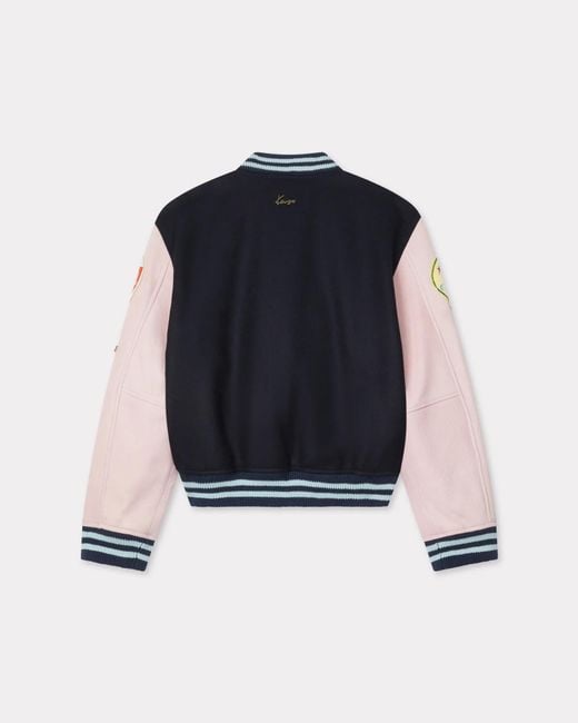 KENZO Blue Badges Embroidered Varsity Jacket for men