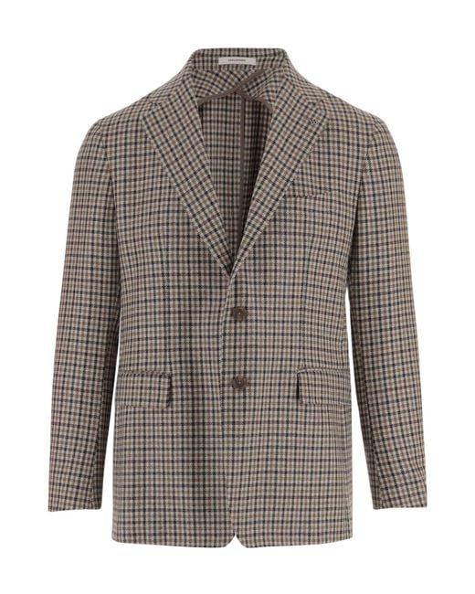 Tagliatore Gray Checked Wool Blazer for men