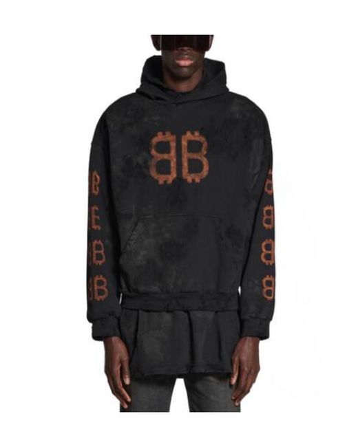 Balenciaga Black Crypto Faded Medium Fit Hoodie for men