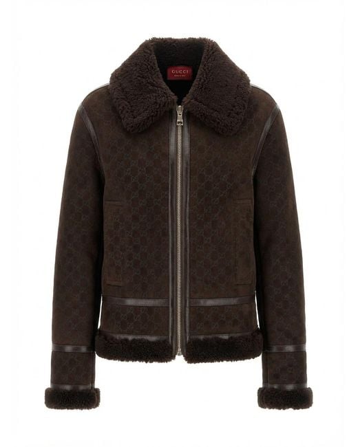 Gucci Black Gg Shearling Jacket
