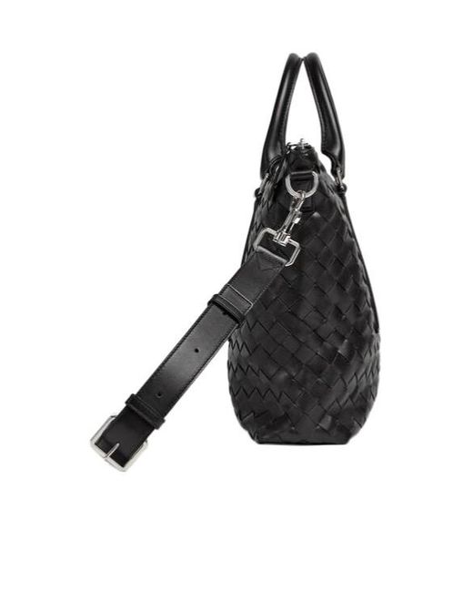 Bottega Veneta Black Intrecciato Zipped Briefcase for men