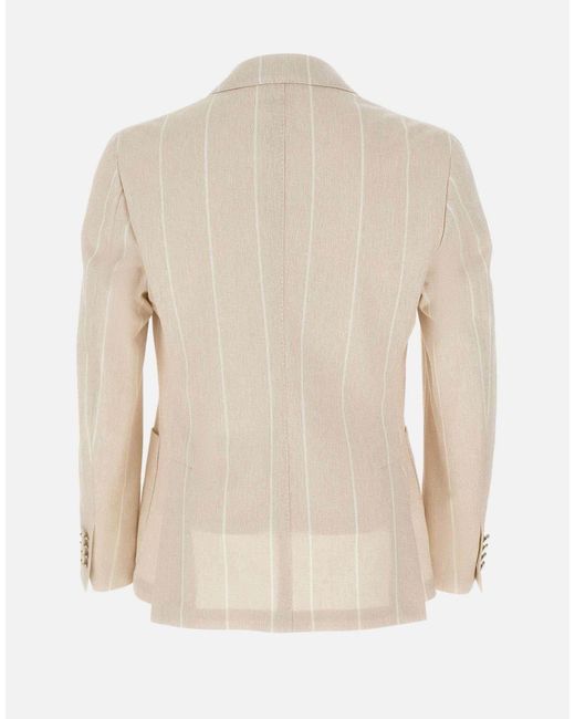 Eleventy Natural Double-Breasted Striped Blazer for men