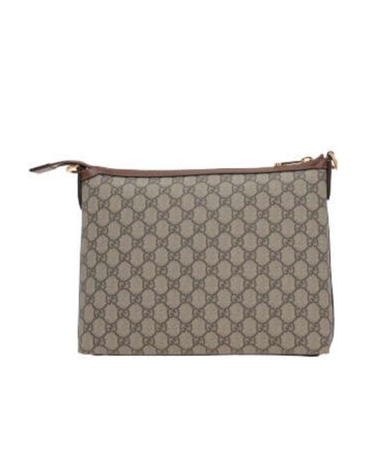Gucci Gray Logo Patch Gg Supreme Shoulder Bag for men