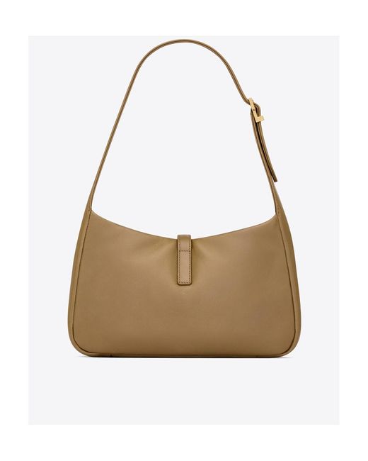 Saint Laurent Natural Le 5 À 7 Logo Plaque Hobo Bag