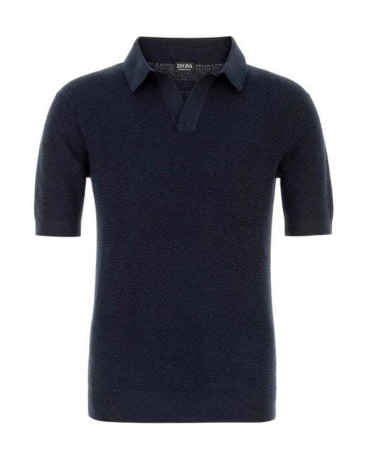 Zegna Blue Short-Sleeved Polo Shirt for men