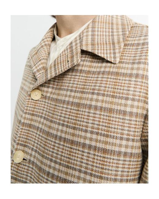 Auralee Brown Checked Buttoned Shirt Jacket for men