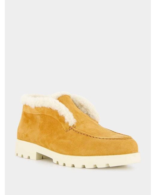 Santoni Yellow Shearling Ankle Boots