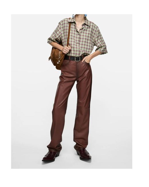 Acne Gray Checked Short-Sleeve Shirt