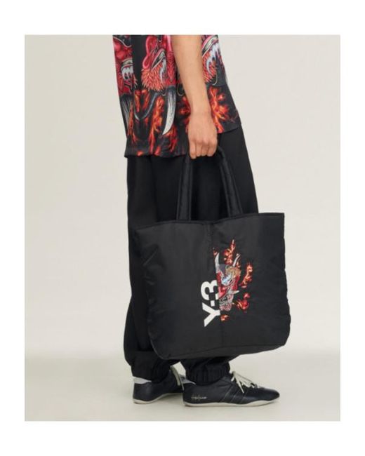 Y-3 Black Yashka Printed Tote Bag for men