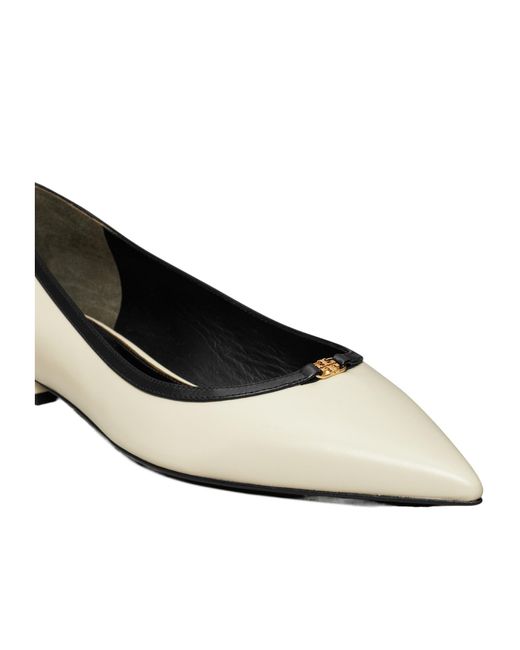 Tory Burch Natural Double T-Plaque Ballerina Shoes