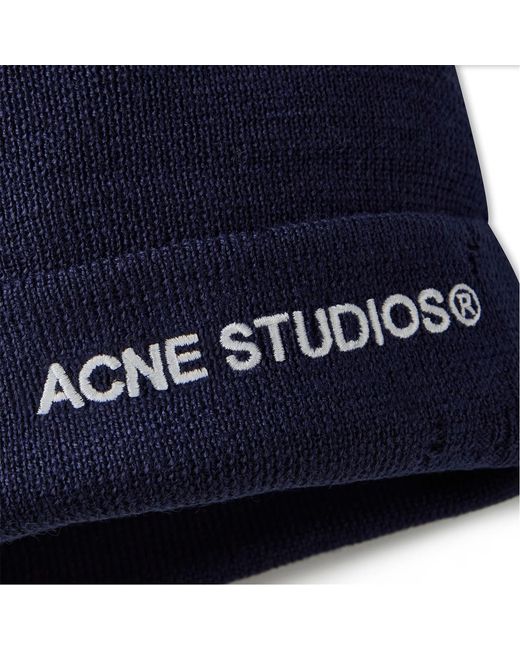 Acne Blue Logo Knitted Hat for men