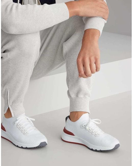 Brunello Cucinelli White Knit Sneakers for men