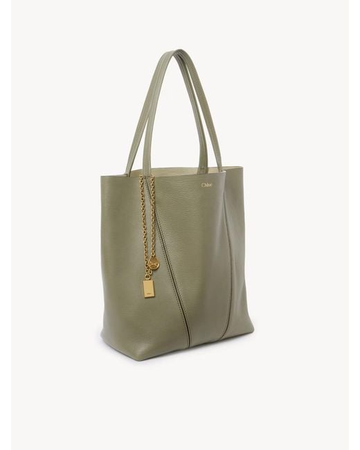 Chloé Green Chloé Spin Logo Detailed Medium Tote Bag