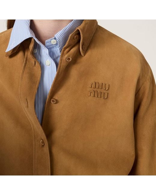 Miu Miu Natural Waxed Suede Shirt
