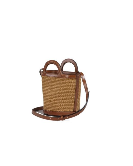 Marni Brown Tropicalia Drawstring Bucket Bag
