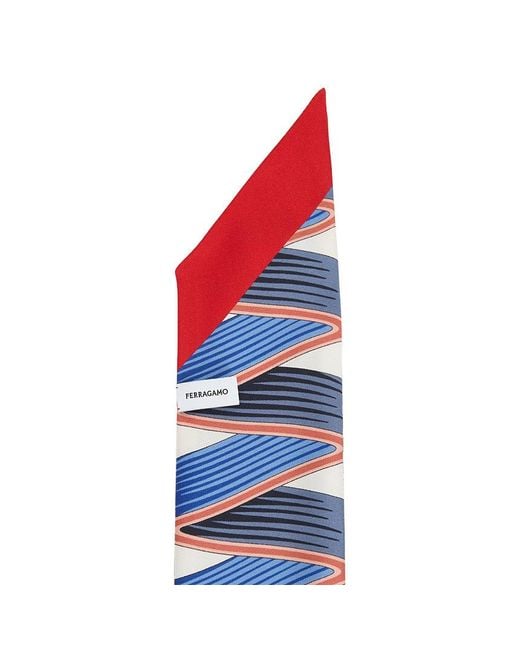 Ferragamo Blue Pattern Scarf