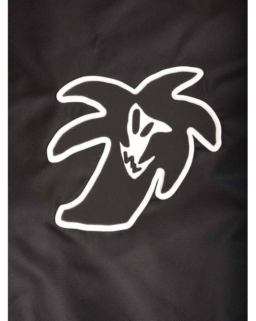 Palm Angels Black Logo Printed Coat for men