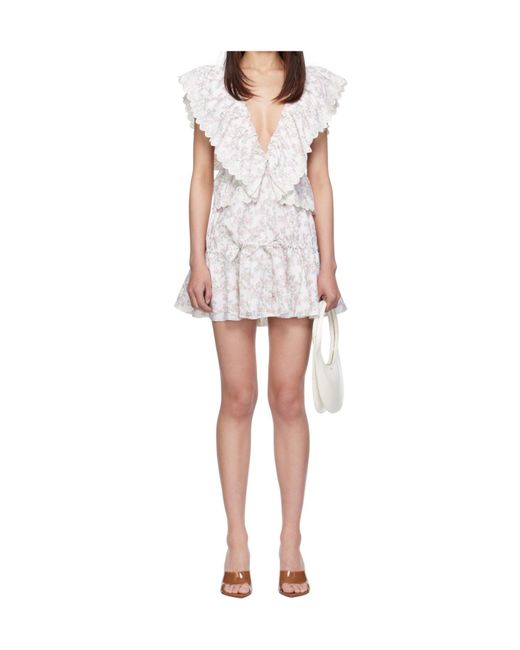 Coperni White Floral-Print Ruffled Dress