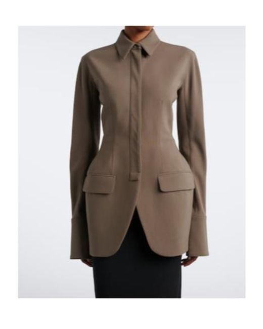 Mugler Brown Wool-Blend Jacket