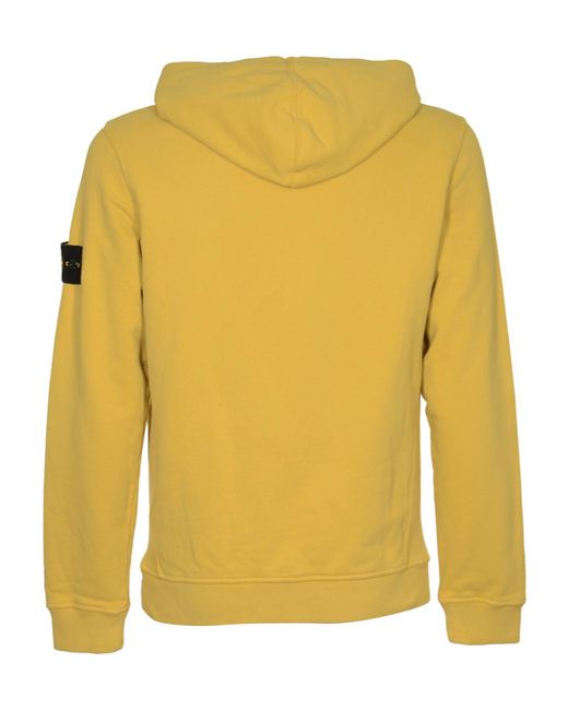 Stone Island Yellow Compass Patch Drawstring Hoodie for men