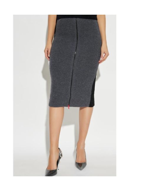 DIESEL Gray M-Lousi Ribbed Panelled Midi Skirt