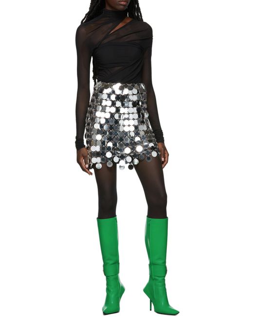 Rabanne Gray Asymmetric Circular-Disc Mini Skirt