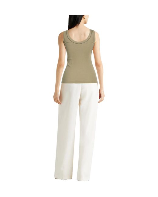 Brunello Cucinelli Green Solid-Color Sleeveless Stretch Top