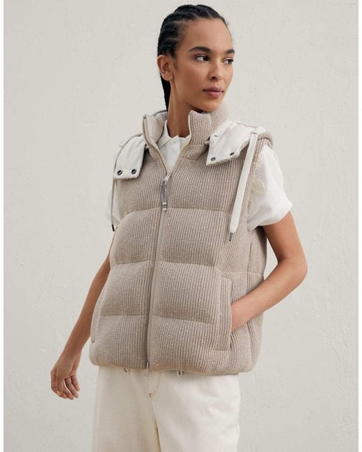 Brunello Cucinelli Natural Down Padded Knit Gilet