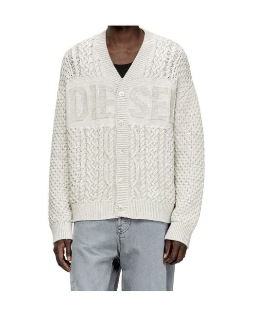 DIESEL White Casual Styling Cardigan for men