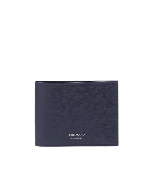 Ferragamo Blue Ferragamo Logo-Printed Bi-Fold Wallet for men