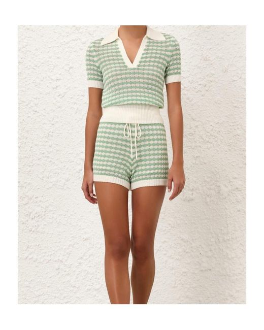 Zimmermann Green Everley Scallop Knit Short