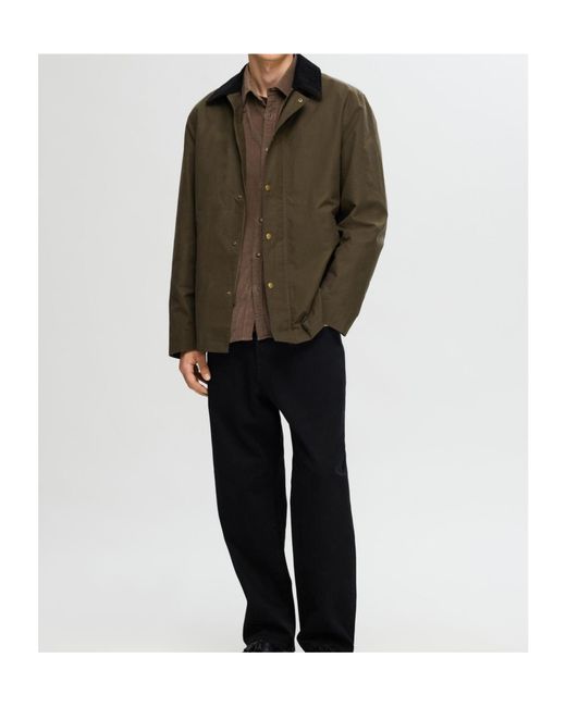 SELECTED Green Lapel Long Sleeve Casual Jacket for men