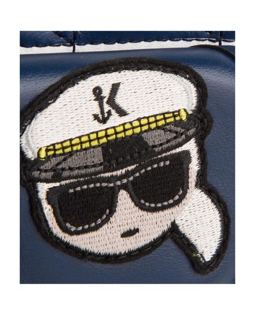 Karl Lagerfeld Blue Logo Color Blocking Design Shoulder Bag