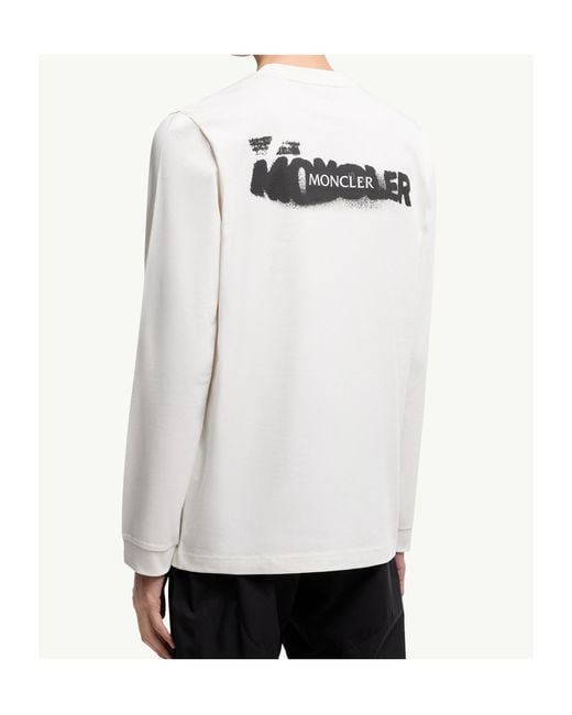 Moncler White Graphic Logo Long-Sleeved T-Shirt for men