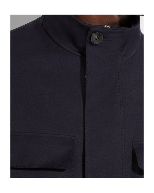 Zegna Blue Long-Sleeved Field Jacket for men