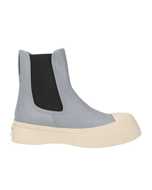 Marni Blue Minimalist Chelsea Boots