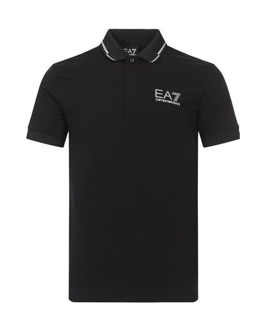 EA7 Black Logo Polo Shirt for men